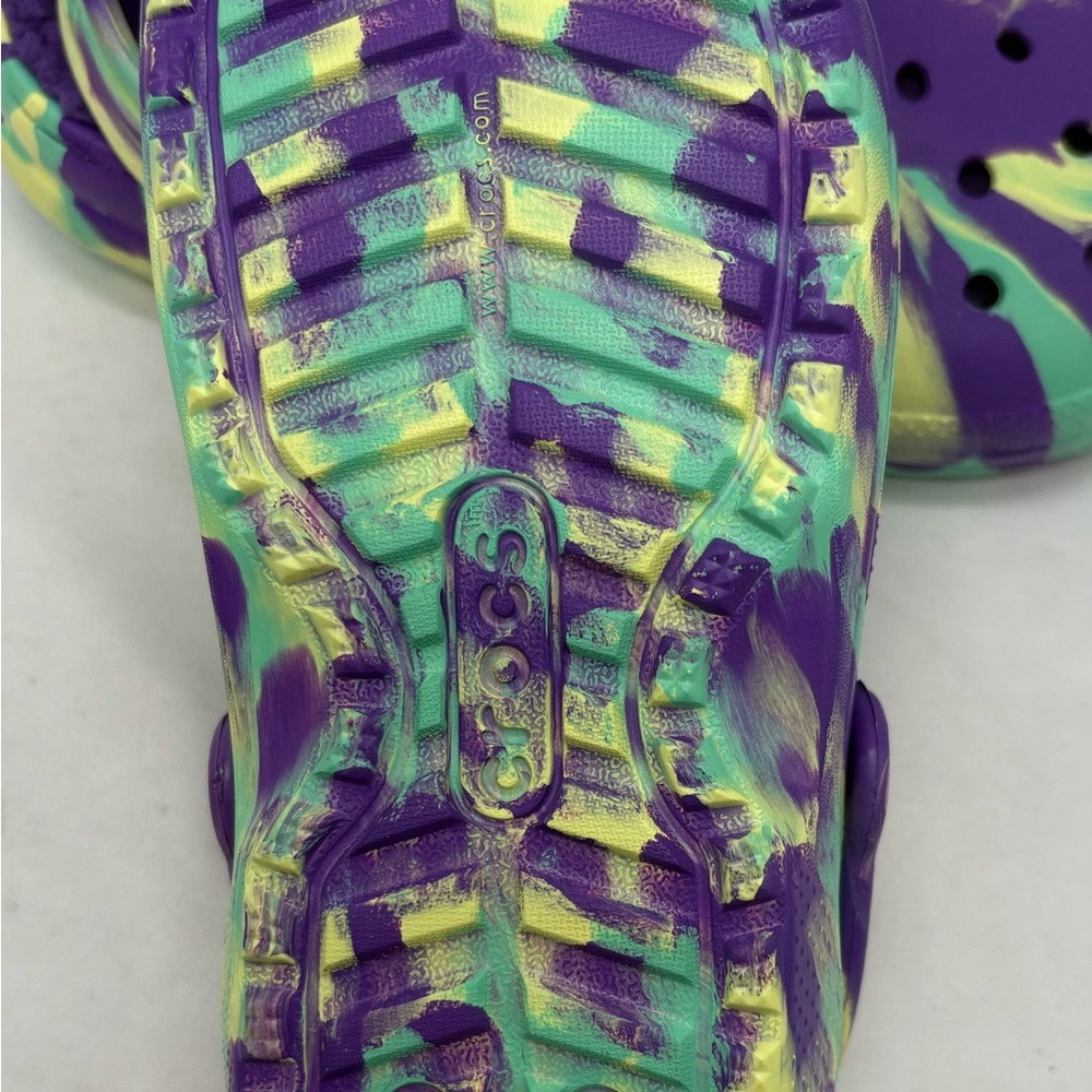 Crocs Classic Lined Clogs Girls Sz J3 Purple Teal Yellow Rubber Slip On Shoes - Picture 6 of 7